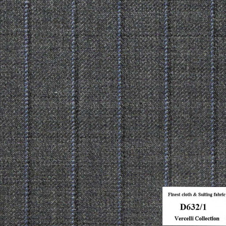 D632/1 Vercelli CXM - Vải Suit 95% Wool - Xám Sọc